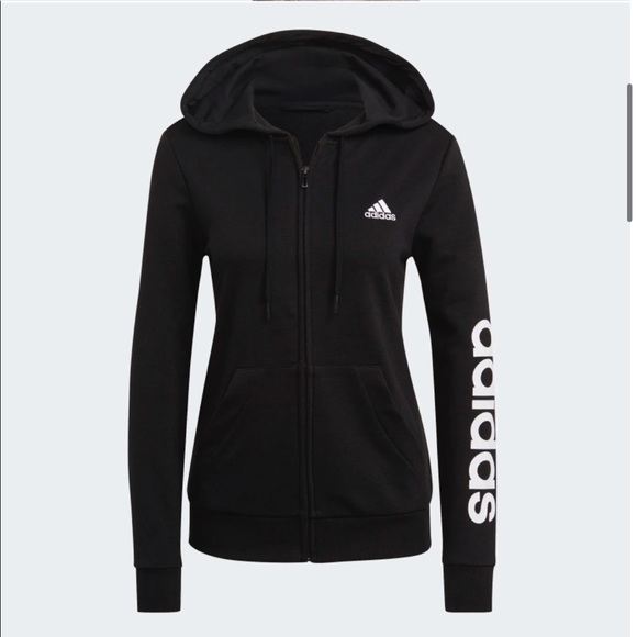 NWT Adidas ESSENTIALS LOGO FULL-ZIP HOODIE - size small - Picture 3 of 4